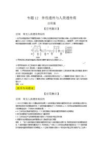 2022版高考生物选考江苏专用一轮总复习集训：专题12伴性遗传与人类遗传病 —应用集训