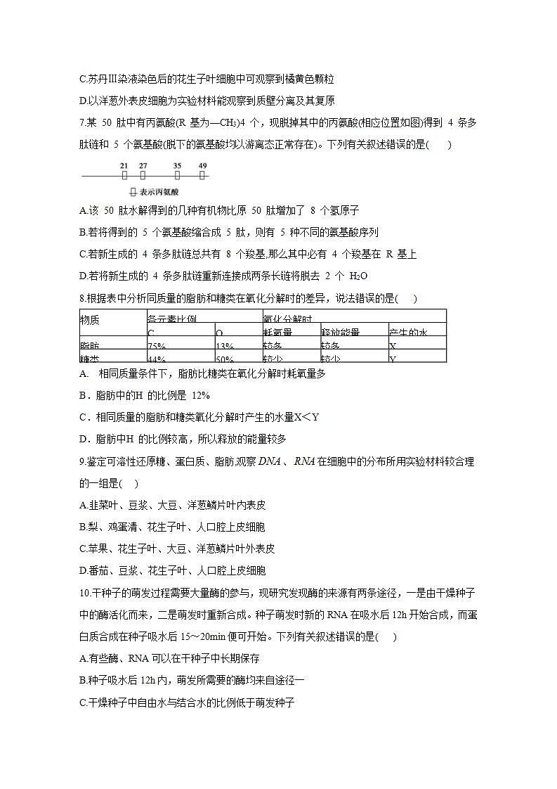 【新教材】2022届高考生物一轮复习同步检测：第一单元 细胞的概述及分子组成 单元检测题 能力提升B卷第2页