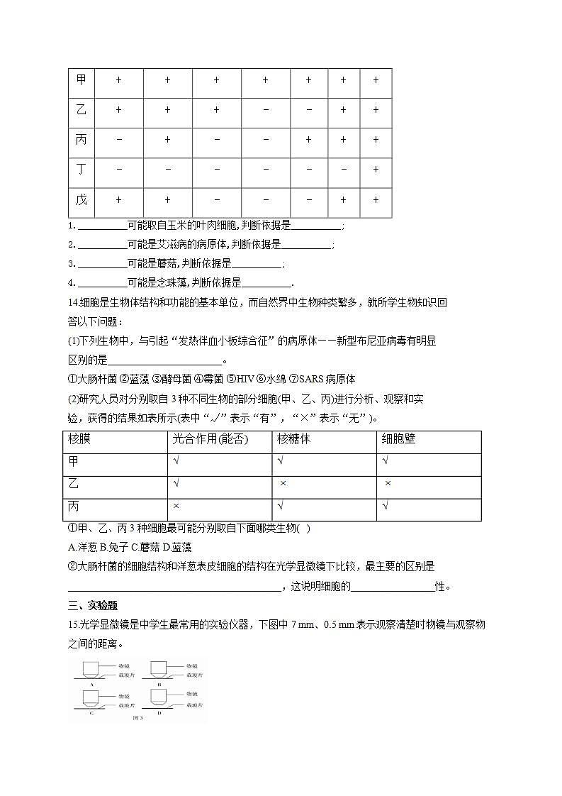 【新教材】2022届高考生物一轮复习同步检测：第一单元 细胞的概述及分子组成 第01讲 走近细胞 能力提升B卷第3页