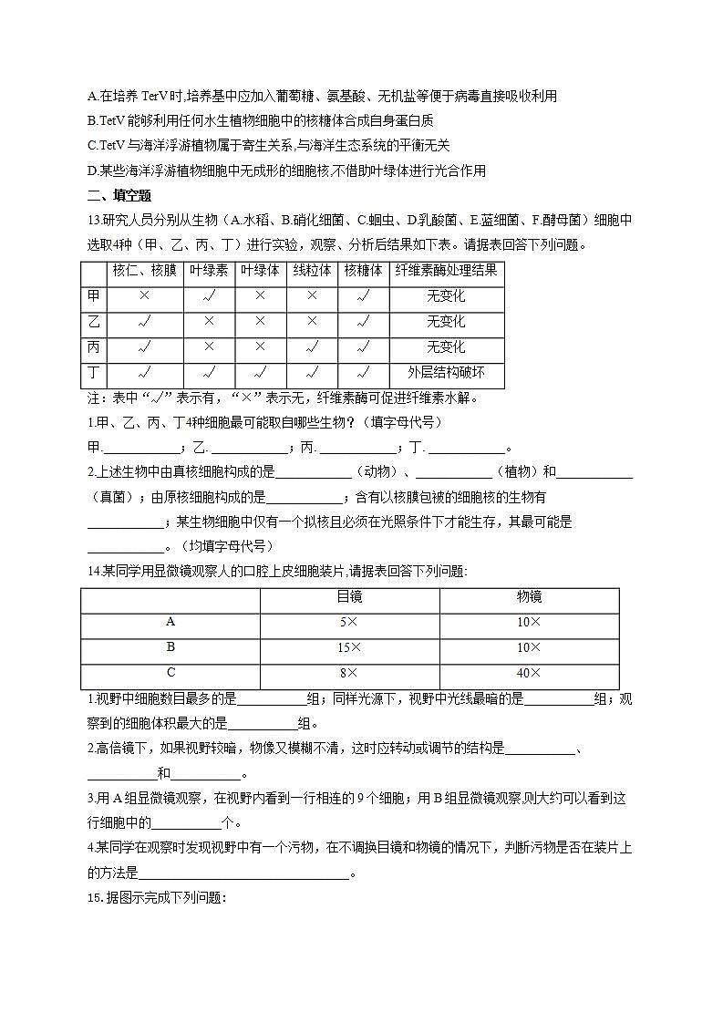 【新教材】2022届高考生物一轮复习同步检测：第一单元 细胞的概述及分子组成 第01讲 走近细胞 基础训练B卷第3页