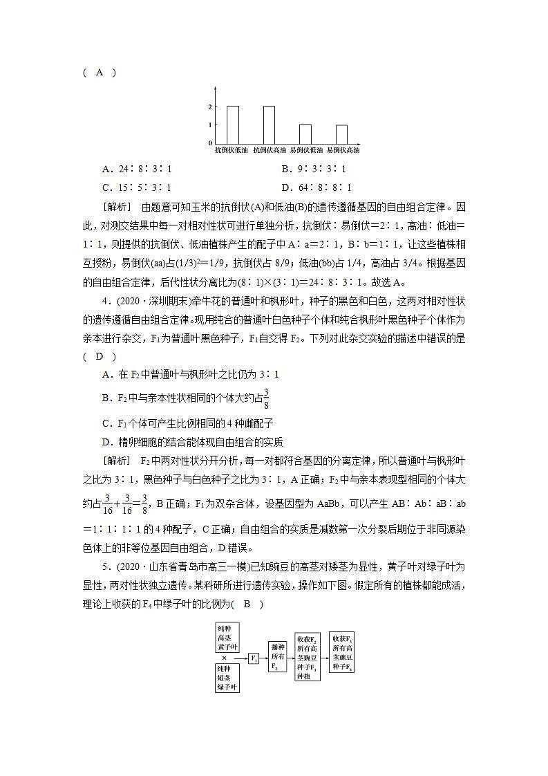 2022届高考生物（人教版）一轮总复习练习：必修2 第1单元 第2讲 孟德尔豌豆杂交实验（二） Word版含答案第2页