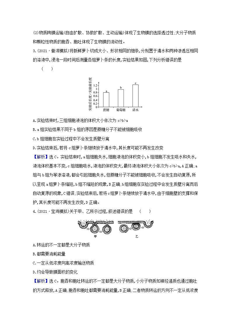 2022版高考生物一轮复习课时作业六细胞的物质输入和输出含解析新人教版第2页