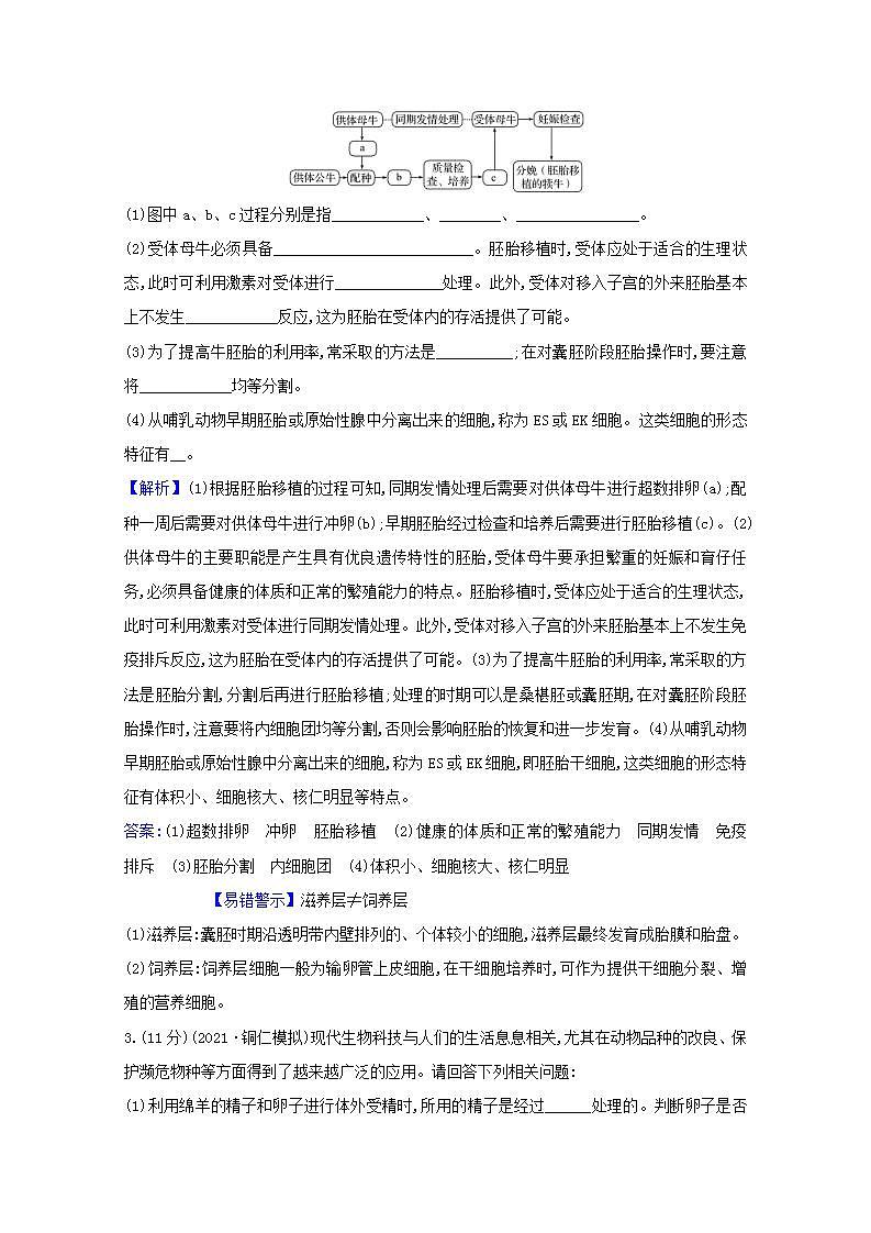 2022版高考生物一轮复习课时作业四十胚胎工程与生物技术的安全性和伦理问题含解析新人教版第2页