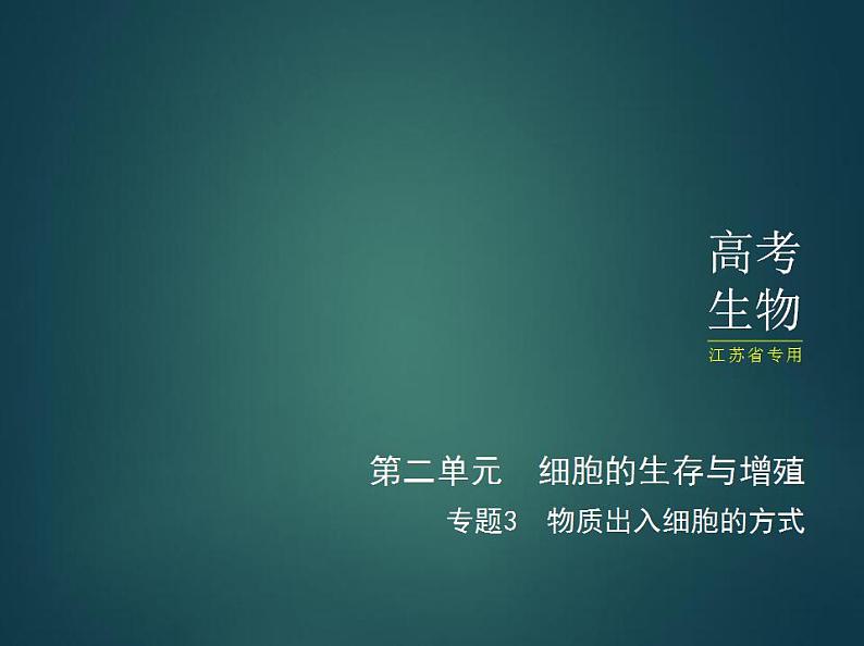 2022版高考生物选考江苏专用一轮总复习课件：专题3物质出入细胞的方式 —基础篇第1页