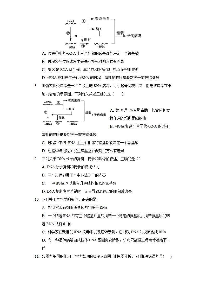 4.1基因指导蛋白质的合成 同步练习   人教版 (2019)高中生物必修第二册第3页