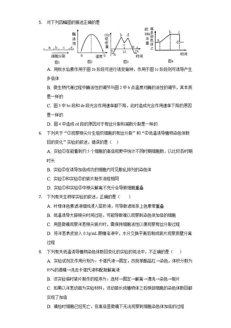 5.2.2探究实践 低温诱导植物细胞染色体数目的变化 同步练习   人教版 (2019)高中生物必修第二册第2页