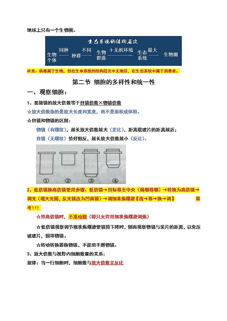 人教版生物必修第一册知识点整理03
