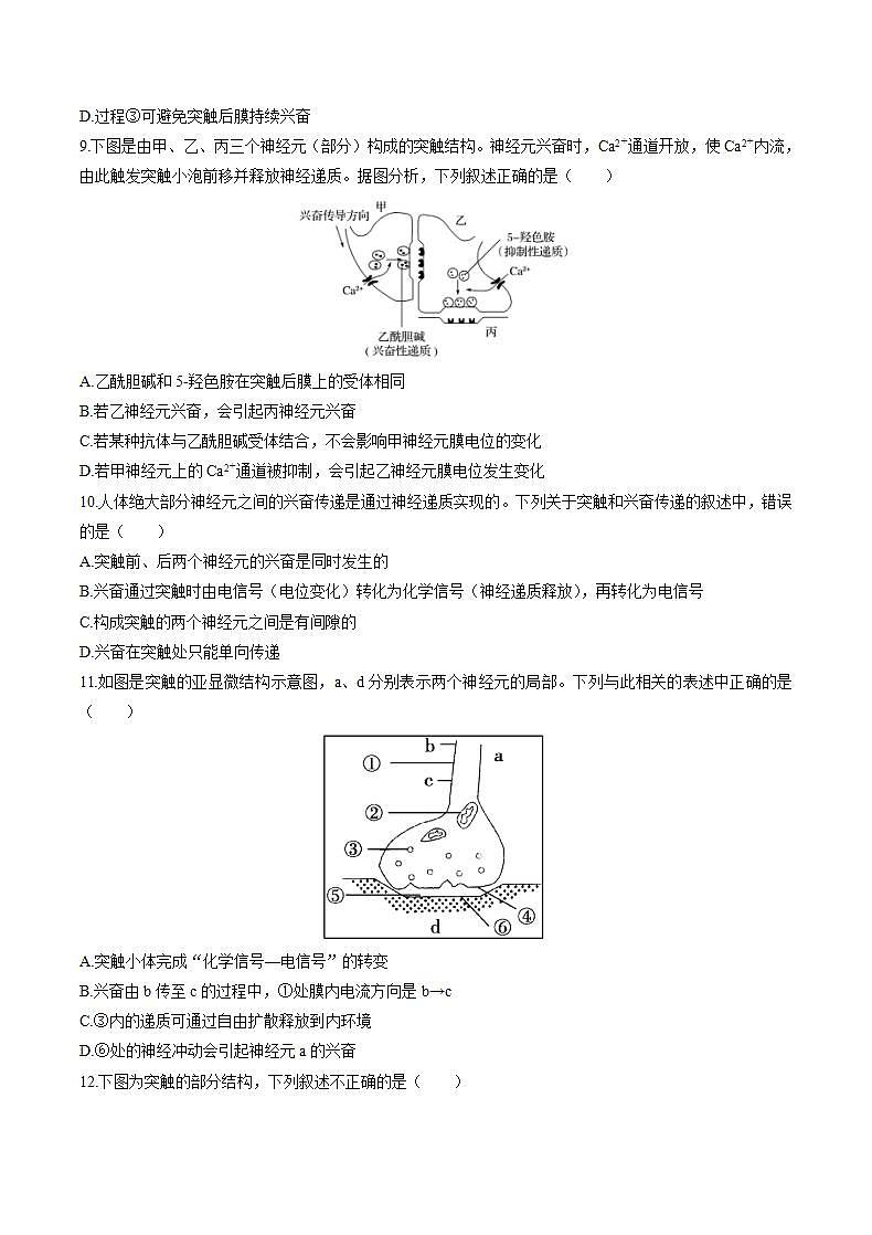 人教版（新课标） 高中生物必修3  2.1 通过神经系统的调节课后作业（3）03