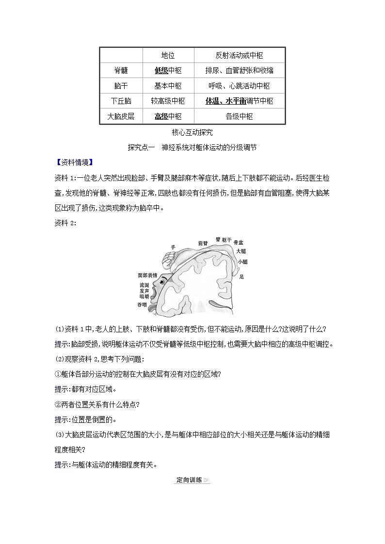 高中生物第2章神经调节第4节神经系统的分级调节学案新人教版选择性必修第一册第2页