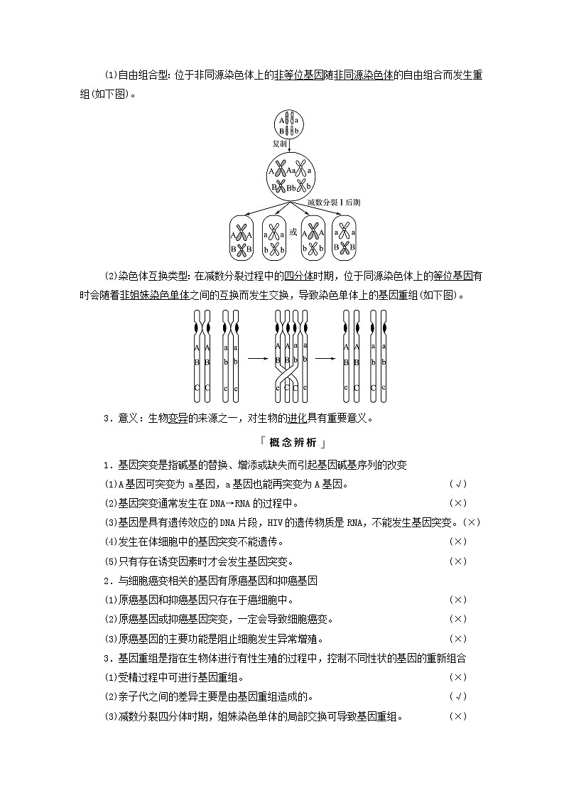 2022版高考生物一轮复习第7单元生物的变异育种与进化第19课基因突变和基因重组学案新人教版03