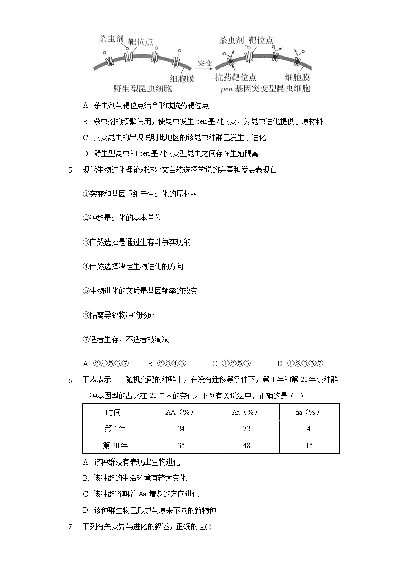 4.1生物进化理论 同步练习苏教版(2019)高中生物必修一第2页