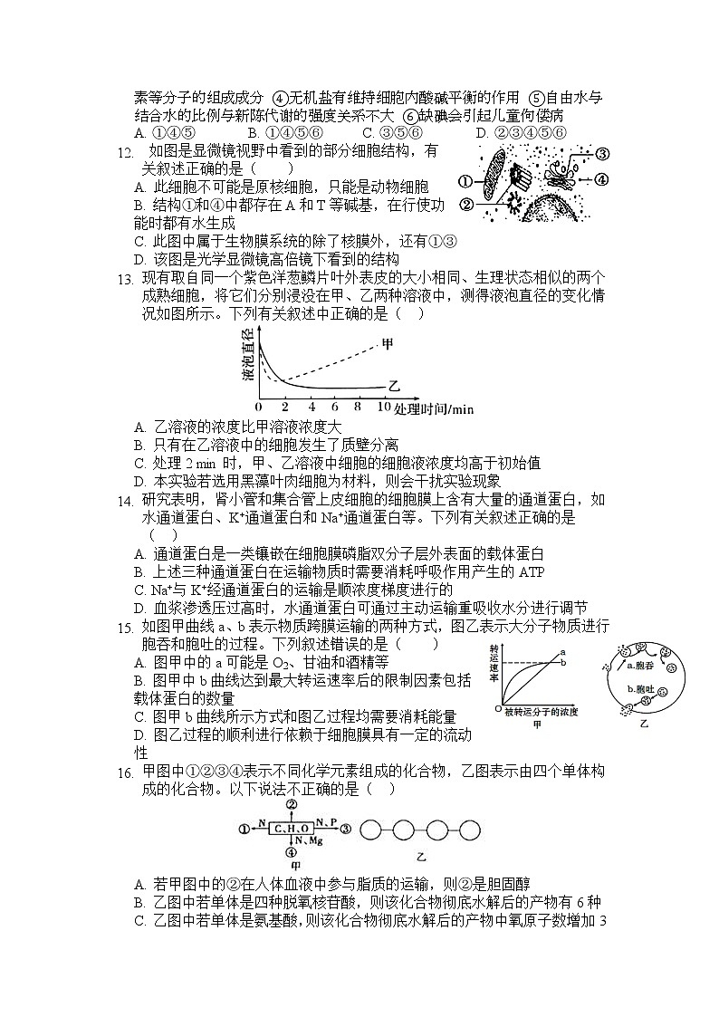 海南省海口市第四中学2022届高三上学期第一次月考生物试题+Word版含答案第3页