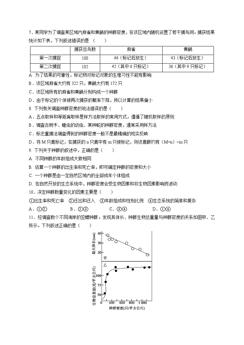 新人教版高中生物必修三  4.1 种群的特征 课后作业第2页