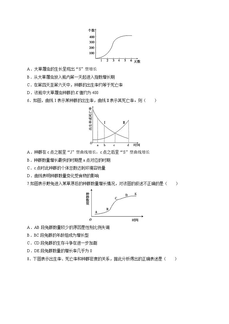 新人教版高中生物必修三  4.2 种群数量的变化 课后作业02