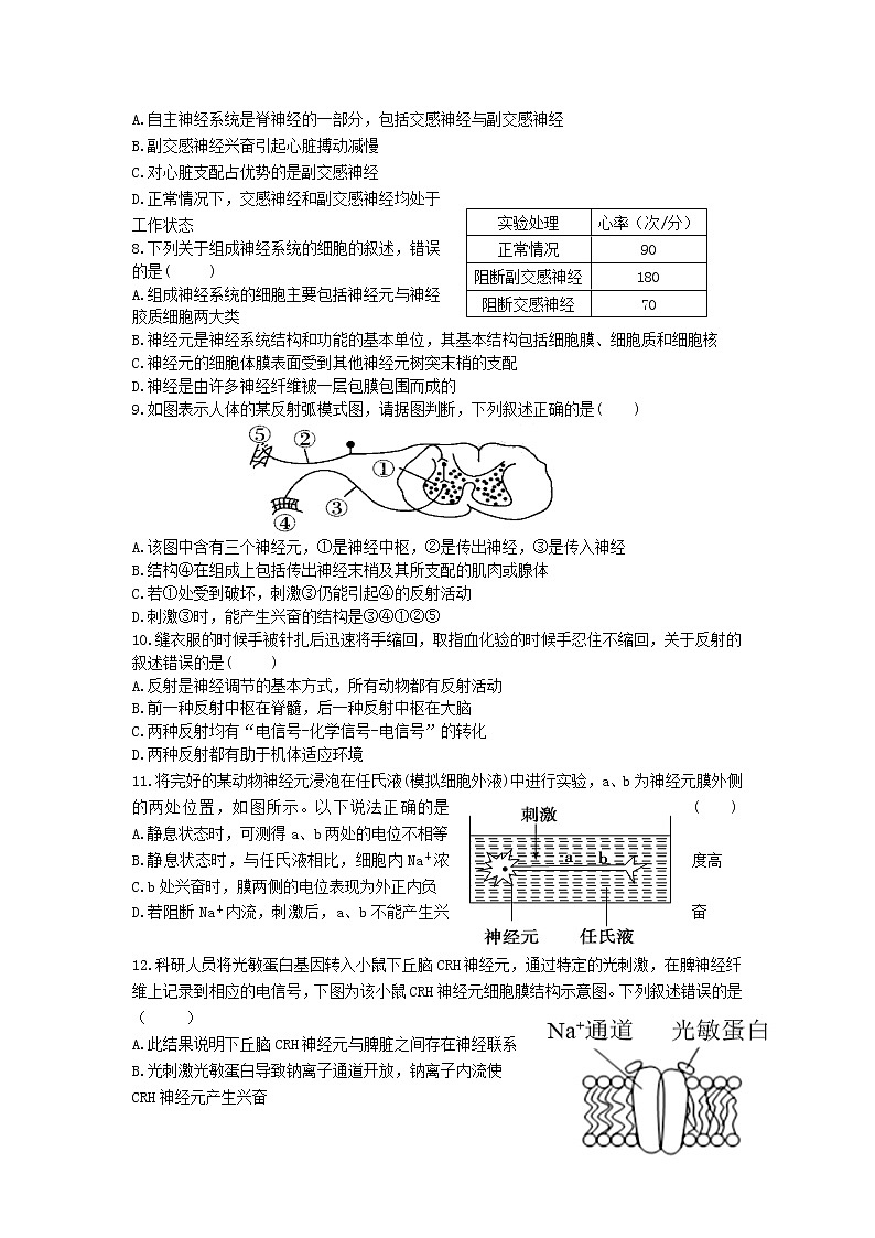 广东省深圳实验学校2021-2022学年高二上学期第一阶段考试生物【试卷+答案】02