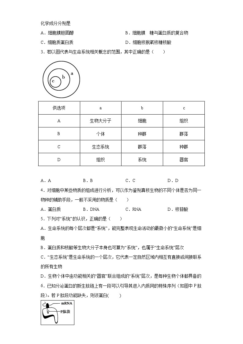 山东省济南市2021-2022学年高一10月阶段测试（A）生物试题（word版含答案）02