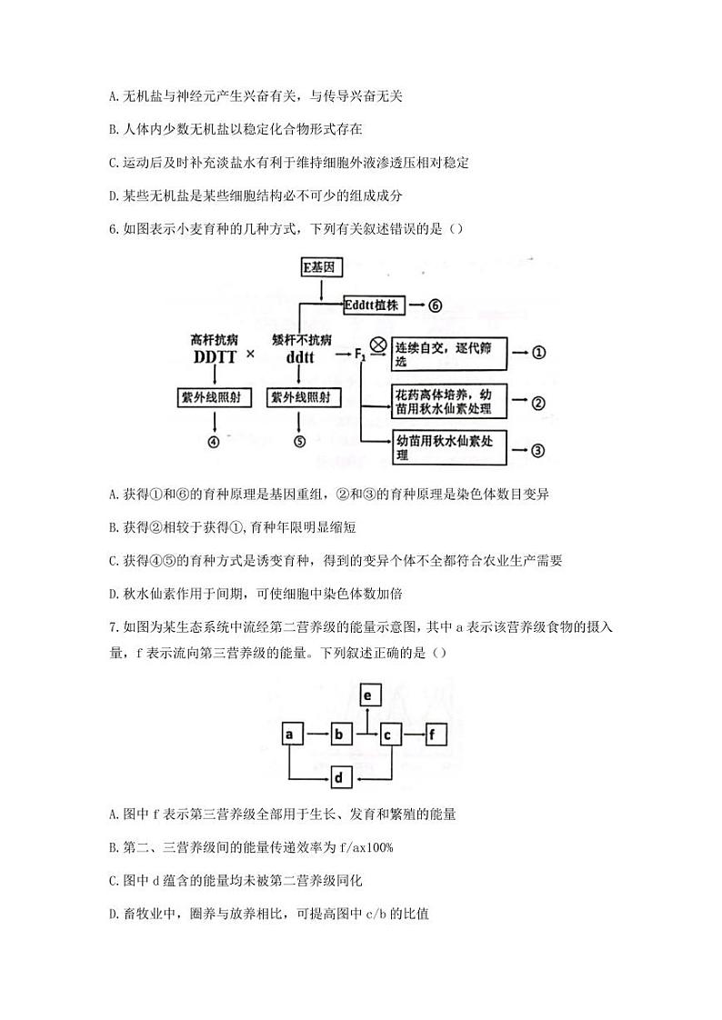 2022届浙江省五校高三上学期10月第一次联考生物试题（PDF版）02