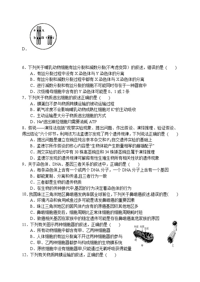 高三生物月考试题第2页