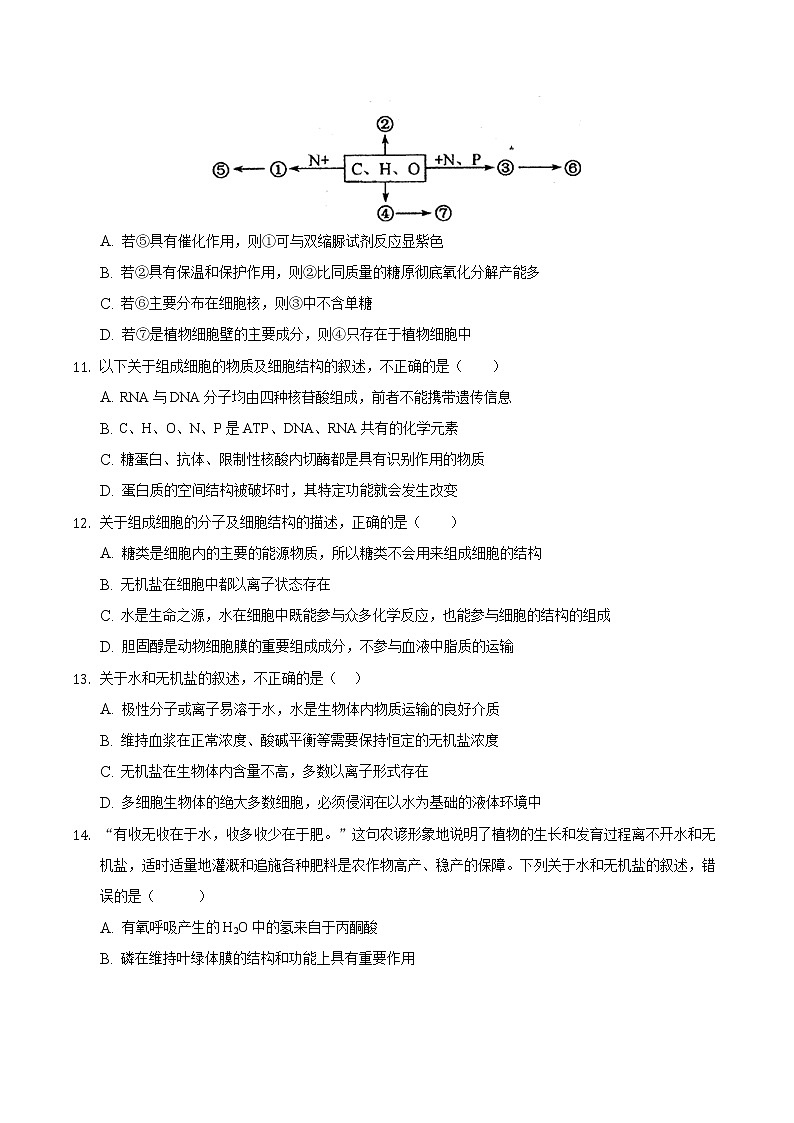 安徽省定远县炉桥中学2021-2022学年高一上学期10月教学质量检测生物【试卷+答案】03