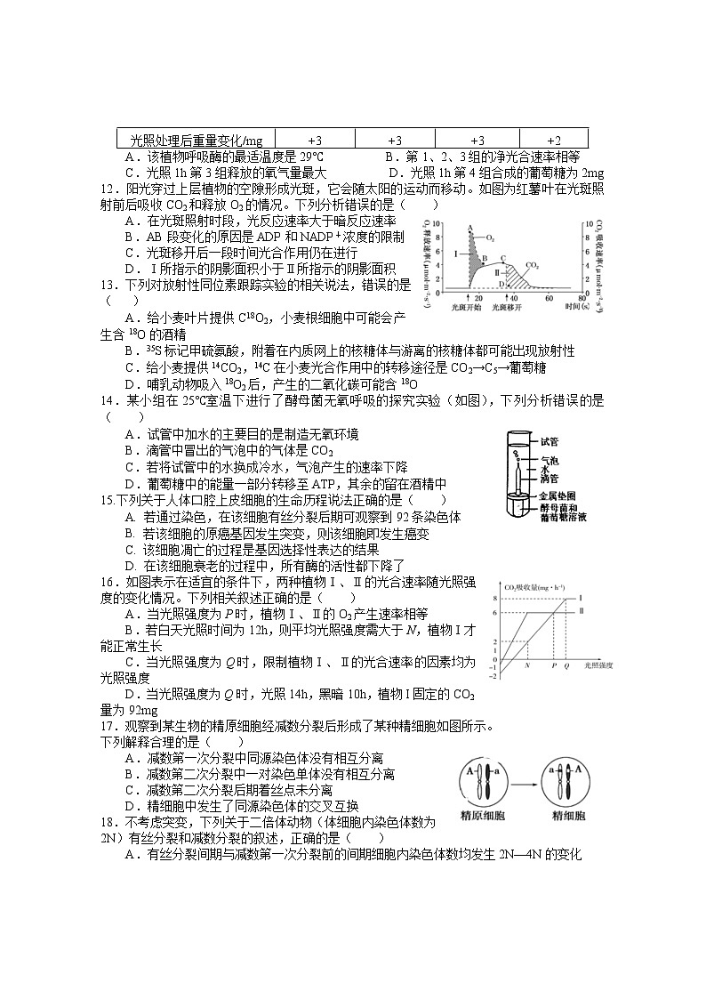 河南省信阳市罗山县2022届高三上学期10月第一次调研考试生物试题 含答案03