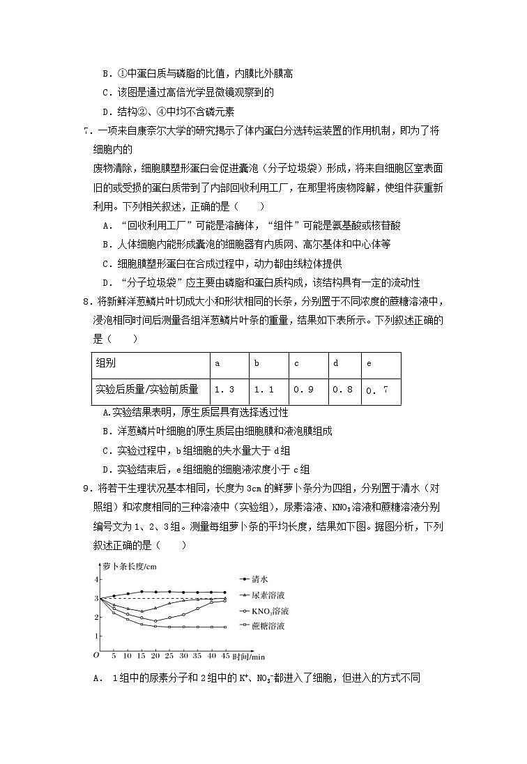 2022届黑龙江省大庆市大庆实验中学高三上学期开学生物考试试题含答案02