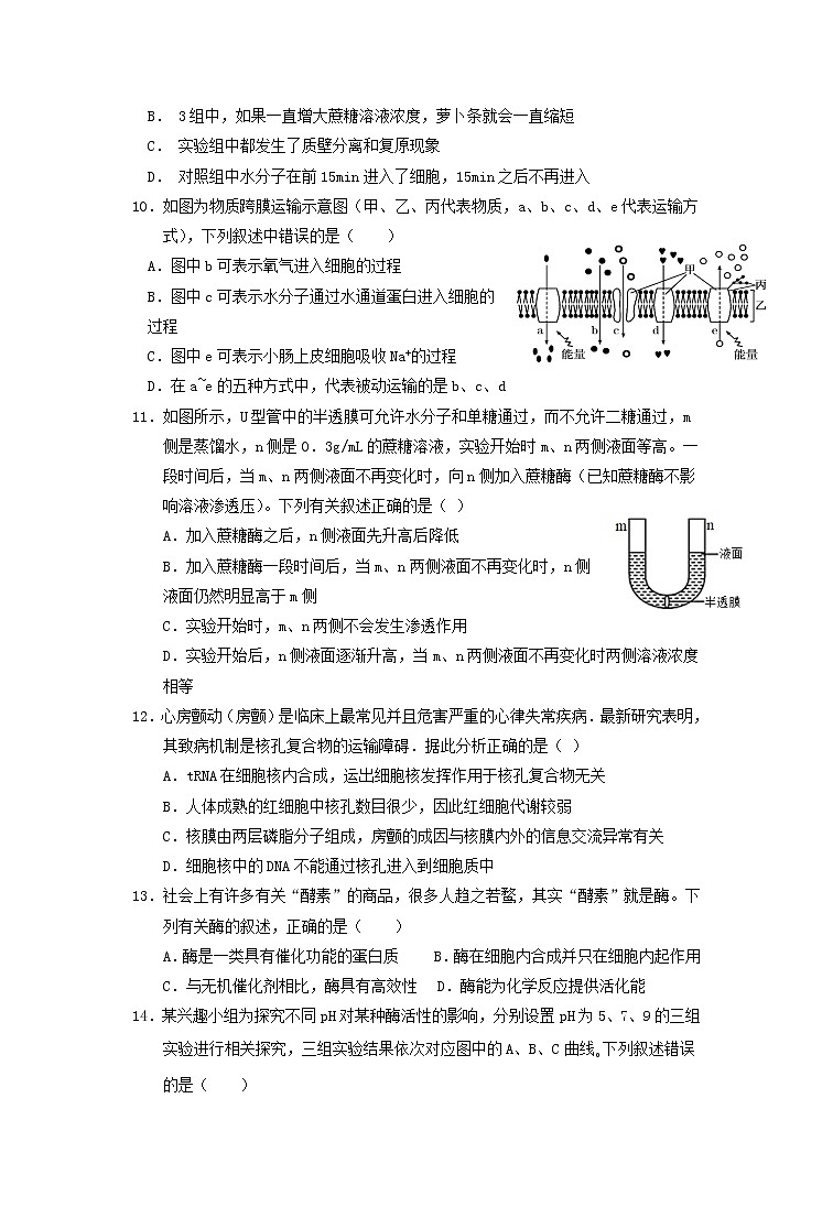 2022届黑龙江省大庆市大庆实验中学高三上学期开学生物考试试题含答案03
