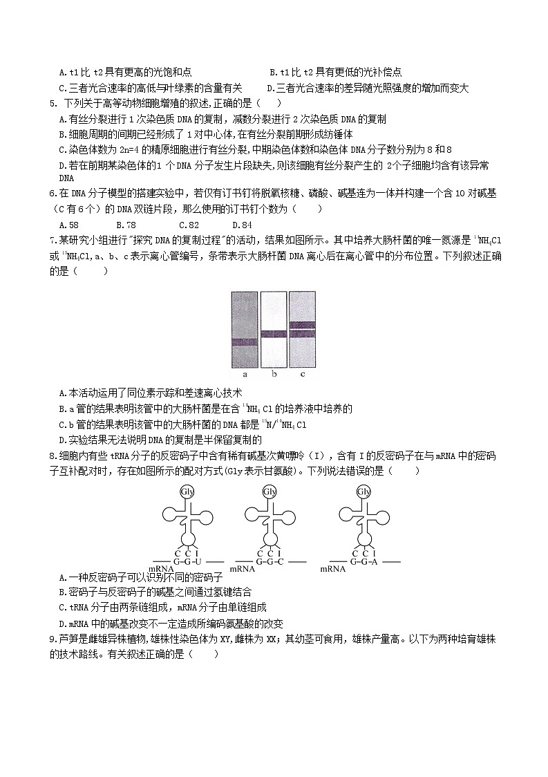 2021-2022学年山东省师大附高高三上学期开学生物考试试题含答案02