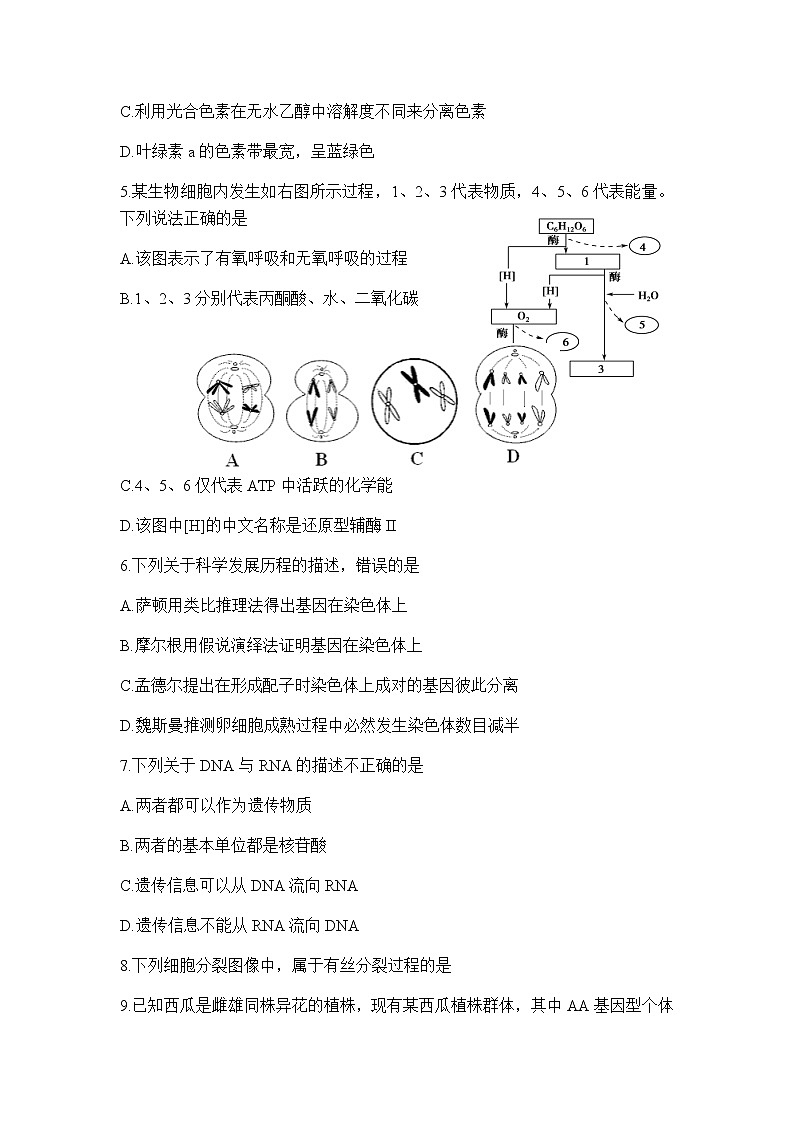2020-2021学年重庆市南开中学高二上学期期中生物考试试题含答案第2页