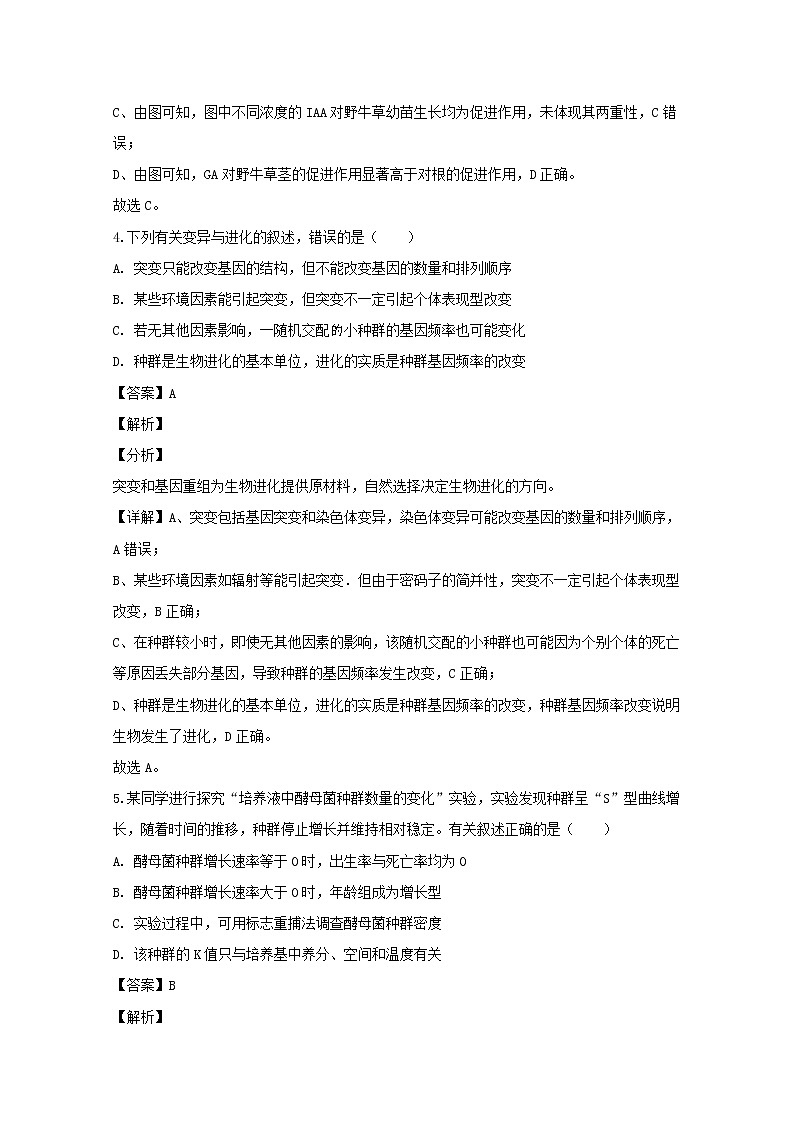 黑龙江省齐齐哈尔市八中2020届高三一模考试理综生物试题+Word版含解析03