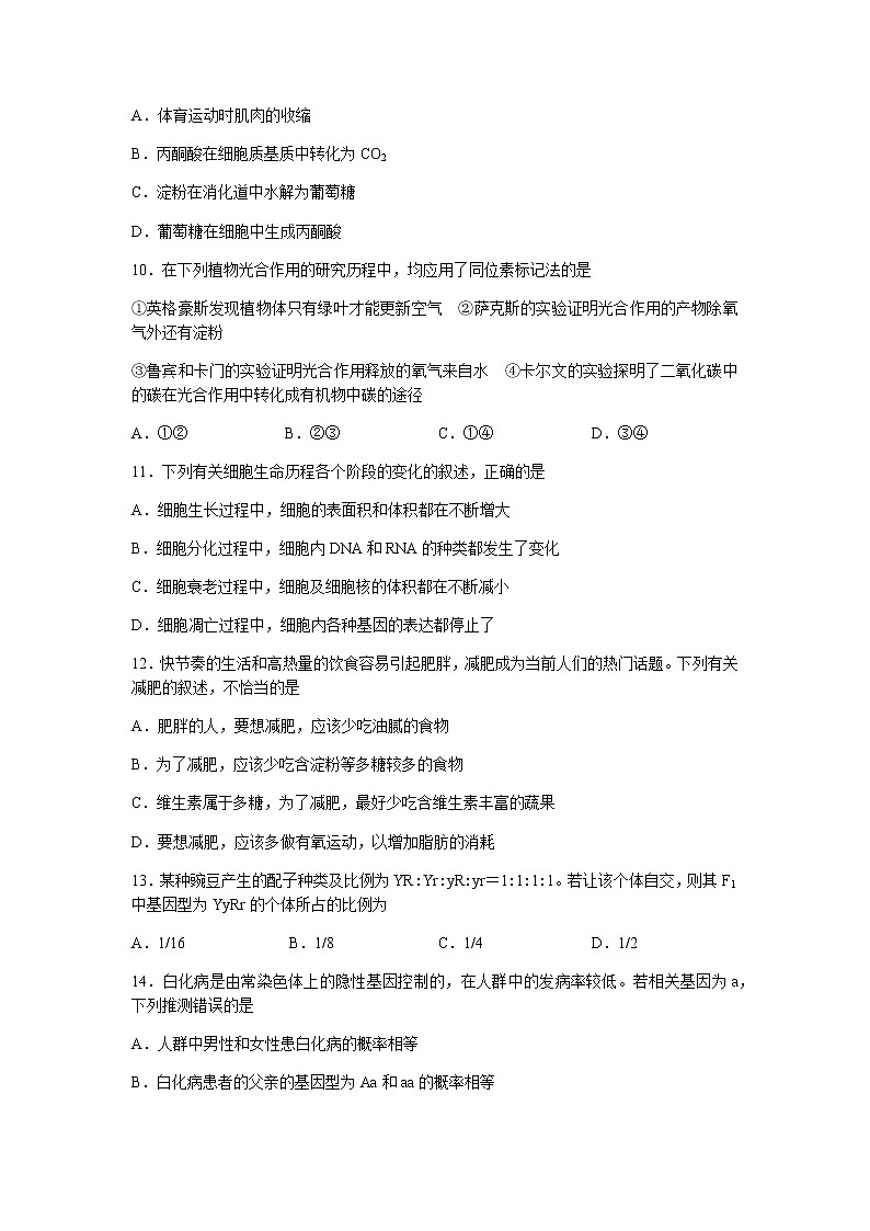 辽宁省葫芦岛市协作校2022届高三上学期10月第一次考试生物试题 含答案03