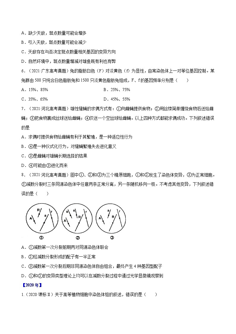 专题06 生物的变异与进化-十年（2012-2021）高考生物真题分项汇编（全国通用）（原卷版）第2页