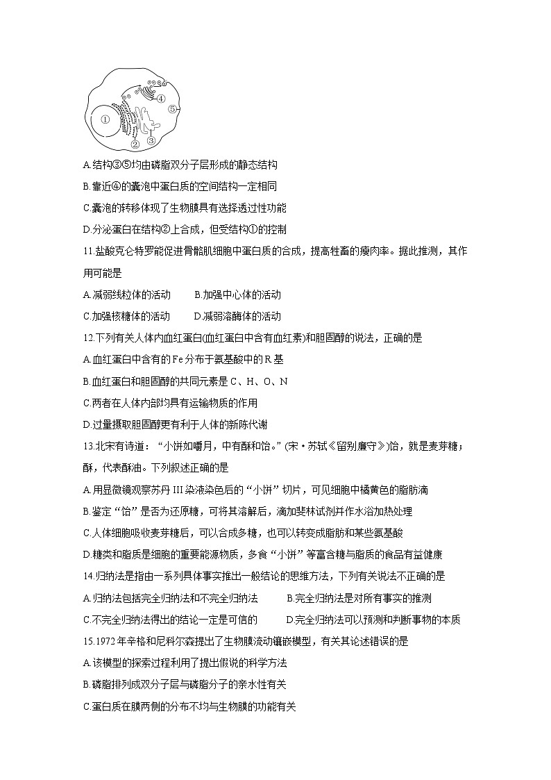 河南省郑州市新郑市2021-2022学年高一上学期10月第一次阶段性检测 生物 含答案03