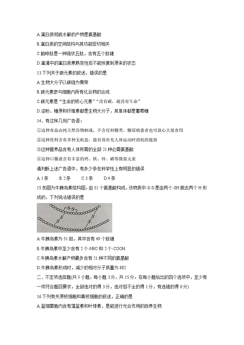 辽宁省沈阳市郊联体2021-2022学年高一上学期10月月考 生物 含答案第3页