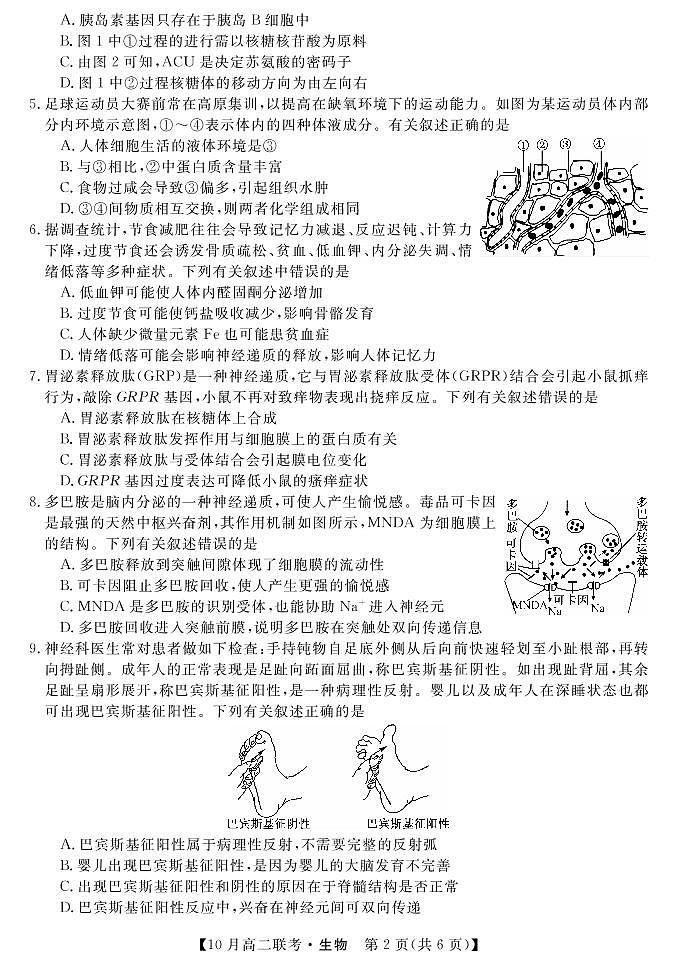 湖南省2021-2022年度高二10份大联考生物试卷第2页