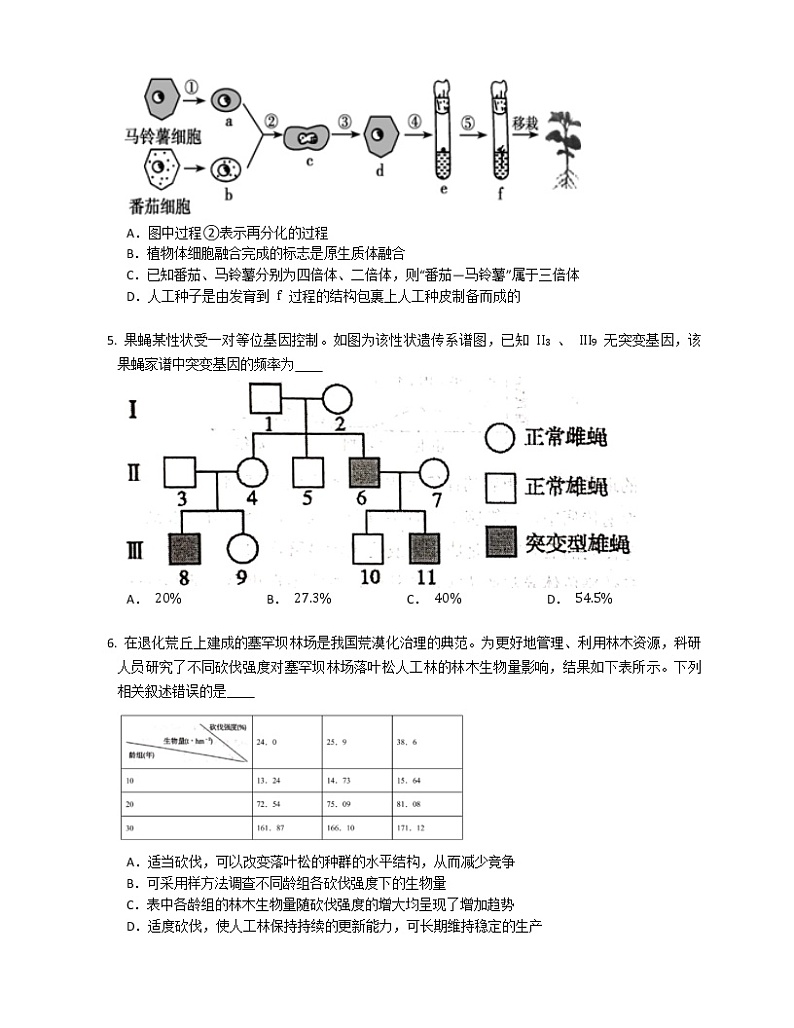 2020年天津市和平区高考二模生物试卷（含答案）02