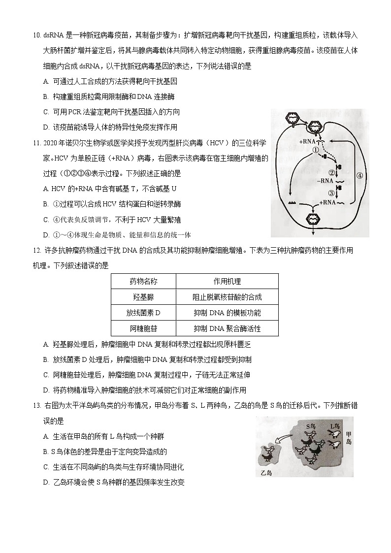 北京市朝阳区2021--2022学年高三上学期期中生物【试卷+答案】03