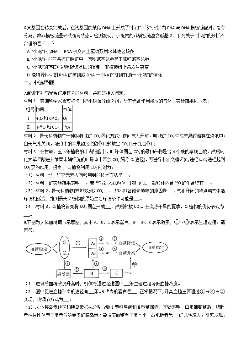 山东省淄博市2019年高三生物高考一模试卷及答案第2页