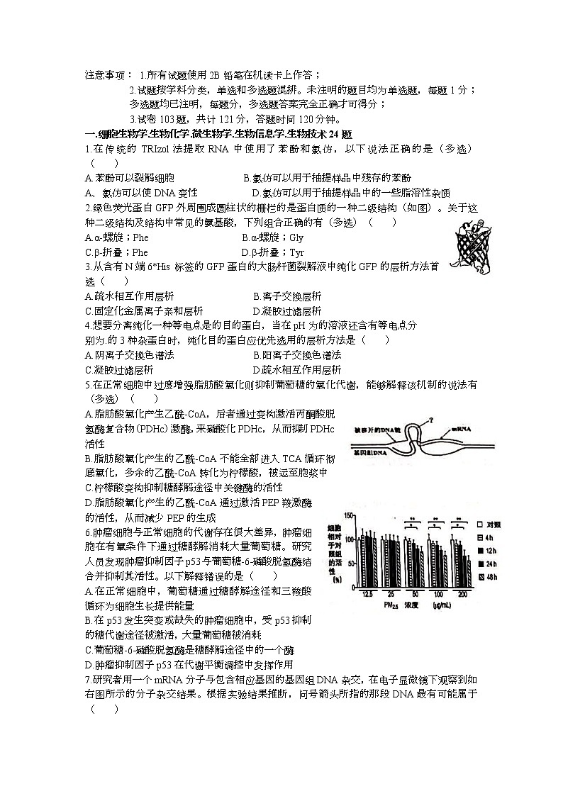 2020年全国中学生生物学联赛试题及答案01