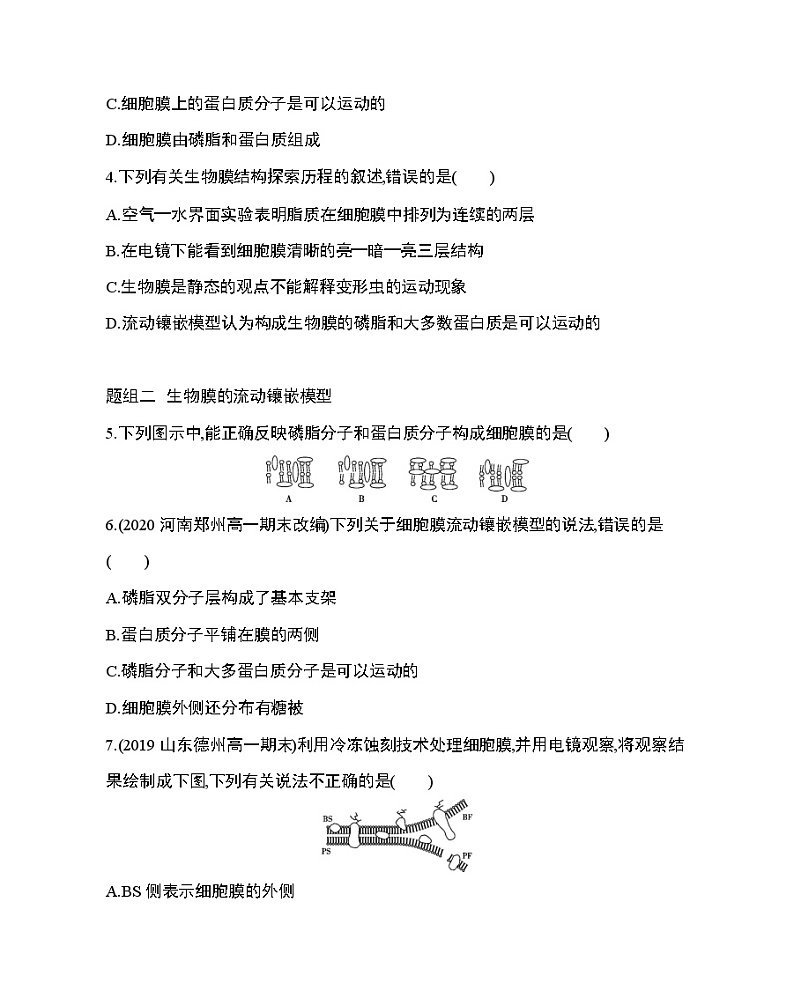 2_第2节 生物膜的流动镶嵌模型练习题02