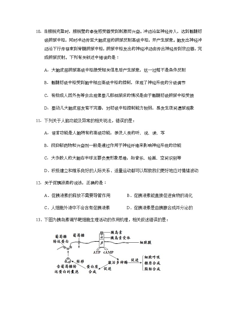 安徽省宿州市十三所重点中学2021-2022学年高二上学期期中考试生物试题含答案03