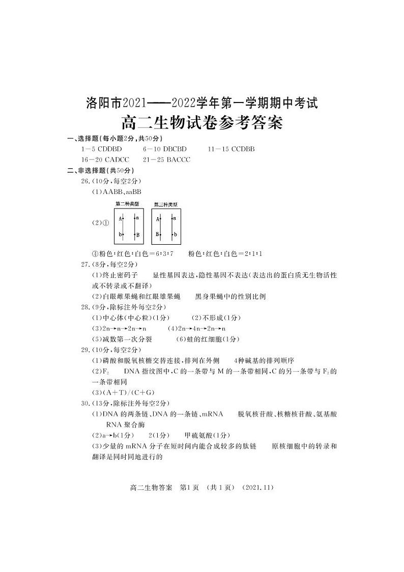 河南省洛阳市2021-2022学年高二上学期期中考试生物试题扫描版含答案01