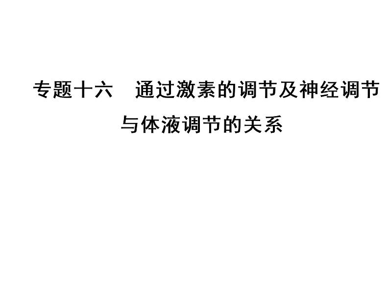 高考生物一轮总复习课件：专题16 通过激素的调节及神经调节与体液调节的关系01