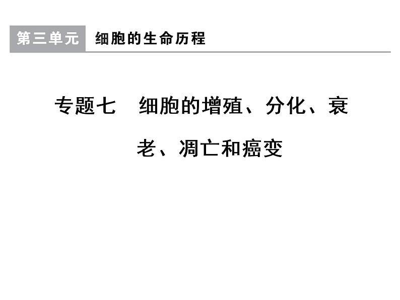 高考生物一轮总复习课件：专题7 细胞的增殖、分化、衰老、凋亡和癌变01