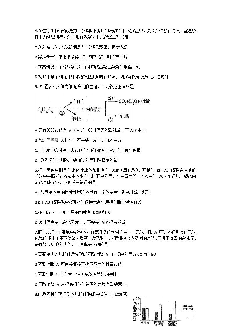 山东省烟台市2022届高三上学期期中考试生物试题含答案02