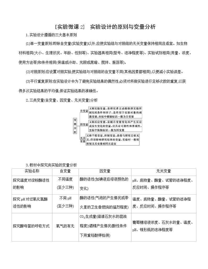 高考一轮复习实验微课2　实验设计的原则与变量分析学案01