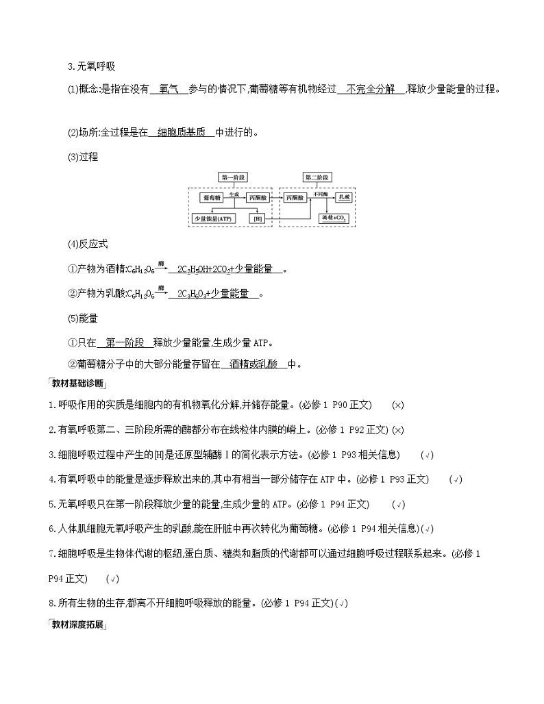 高考一轮复习第8讲　细胞呼吸的原理与应用学案第2页