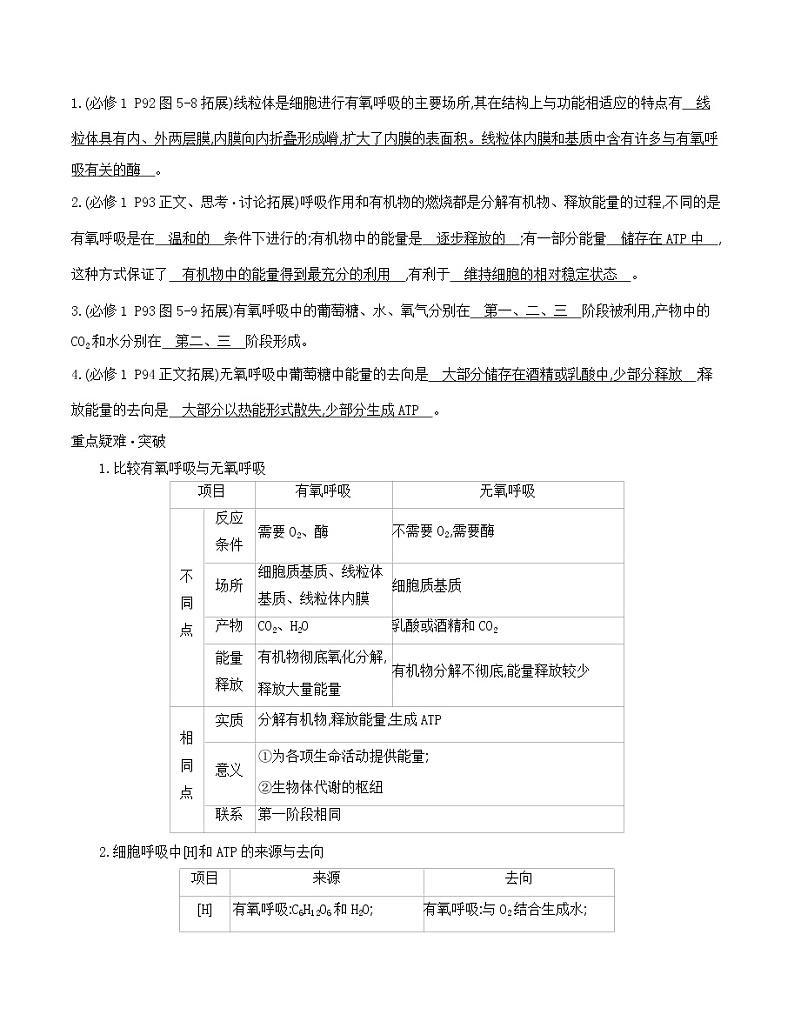 高考一轮复习第8讲　细胞呼吸的原理与应用学案第3页
