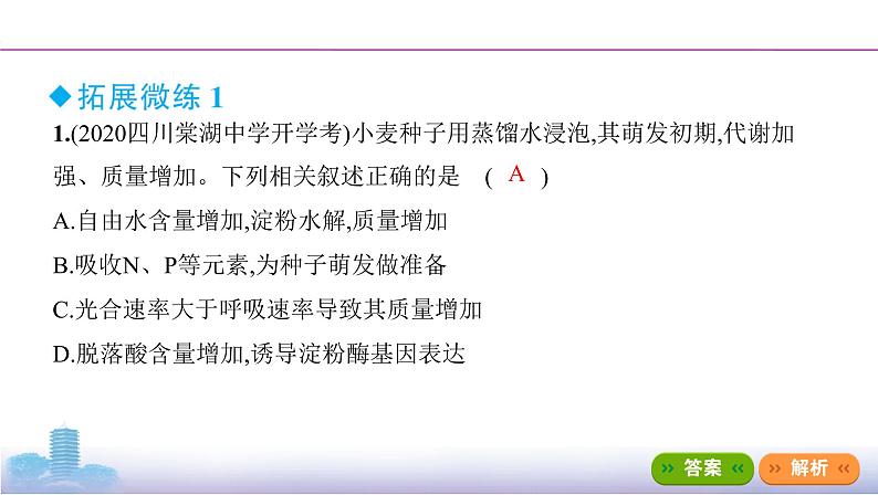 高考一轮复习拓展微课1 探究“种子成熟与萌发”过程中的变化课件PPT第5页