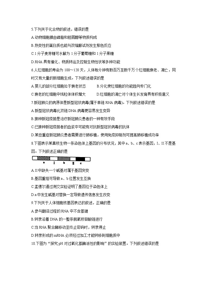 浙江省宁波市2022届高三上学期11月高考模拟考试生物含答案第2页