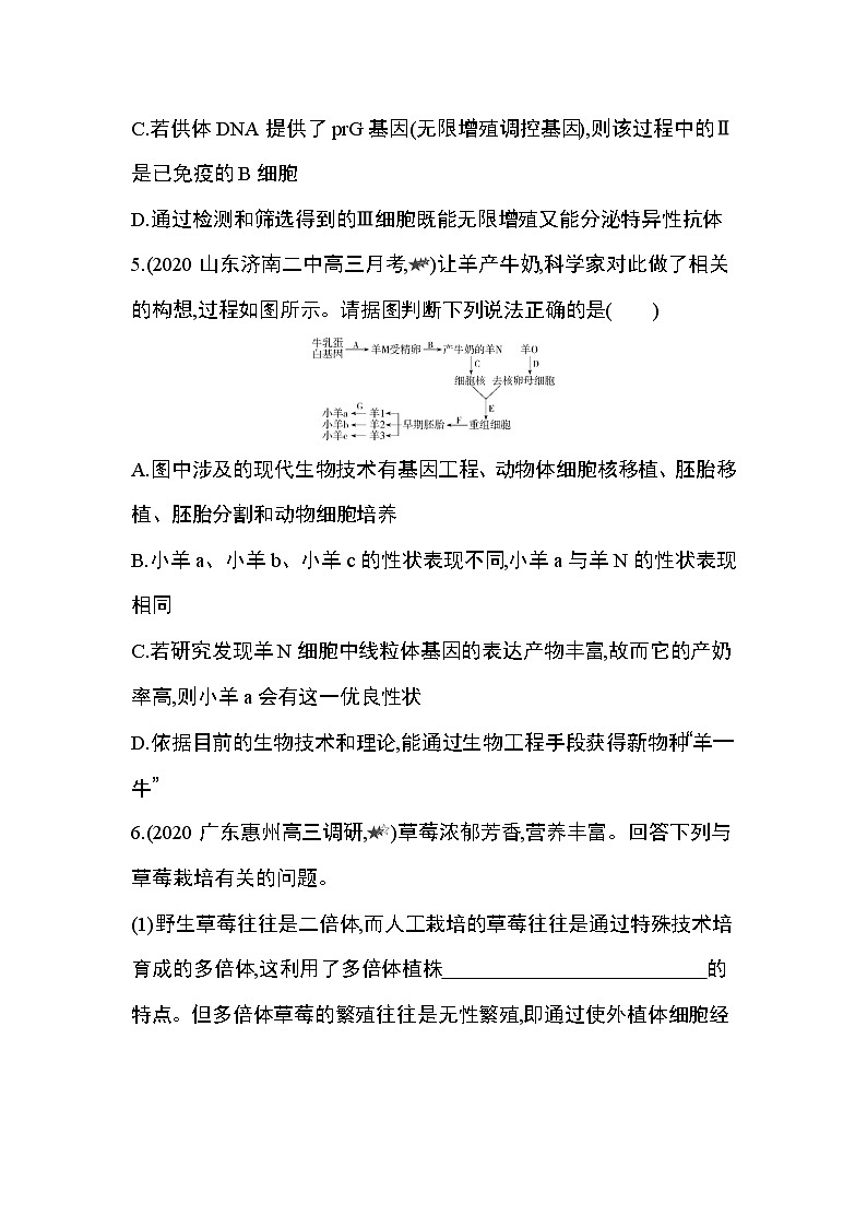 专题强化练2　基因工程、细胞工程和胚胎工程的综合第3页